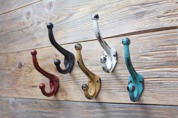 Cast Iron Shabby Chic Wall Hook, Colourful Double Coat Hook -  Norway