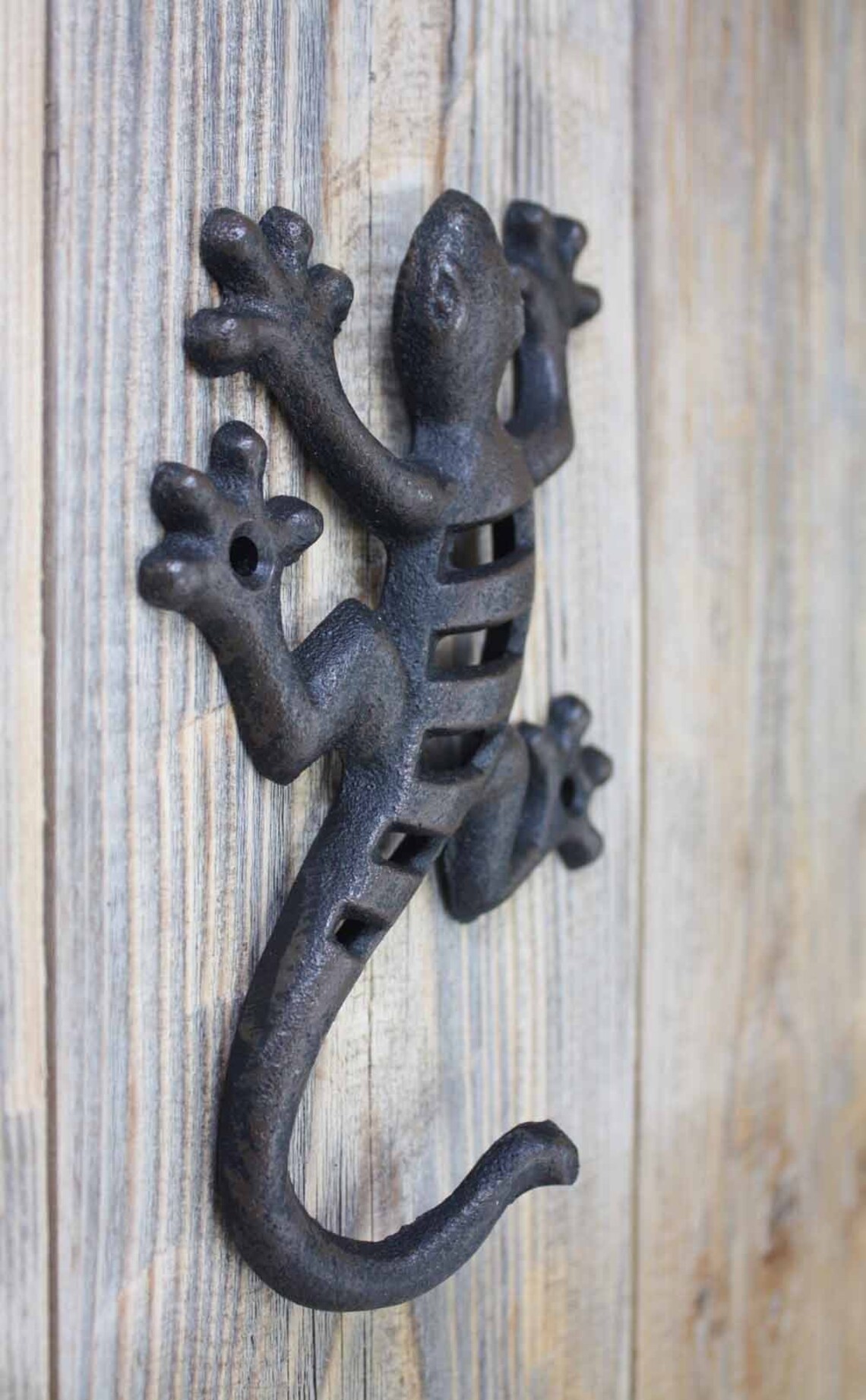 Cast Iron Gecko Hook Lizard Coat Hook Reptile Wall Hook Etsy