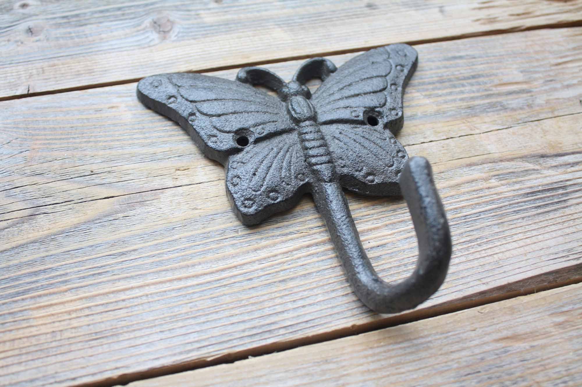Butterfly Single Coat Hook Cast Iron Butterfly Wall Hook Etsy