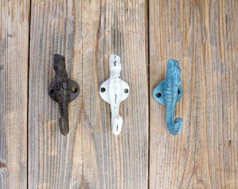 Small Cast Iron Seahorse Hook, Sea Creature Coat Hook, Children's Hook, Bathroom Hook