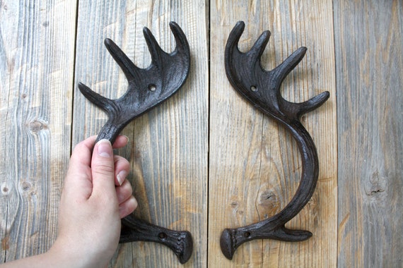 Cast Iron Moose Antler Door Handles Set Of 2 Etsy