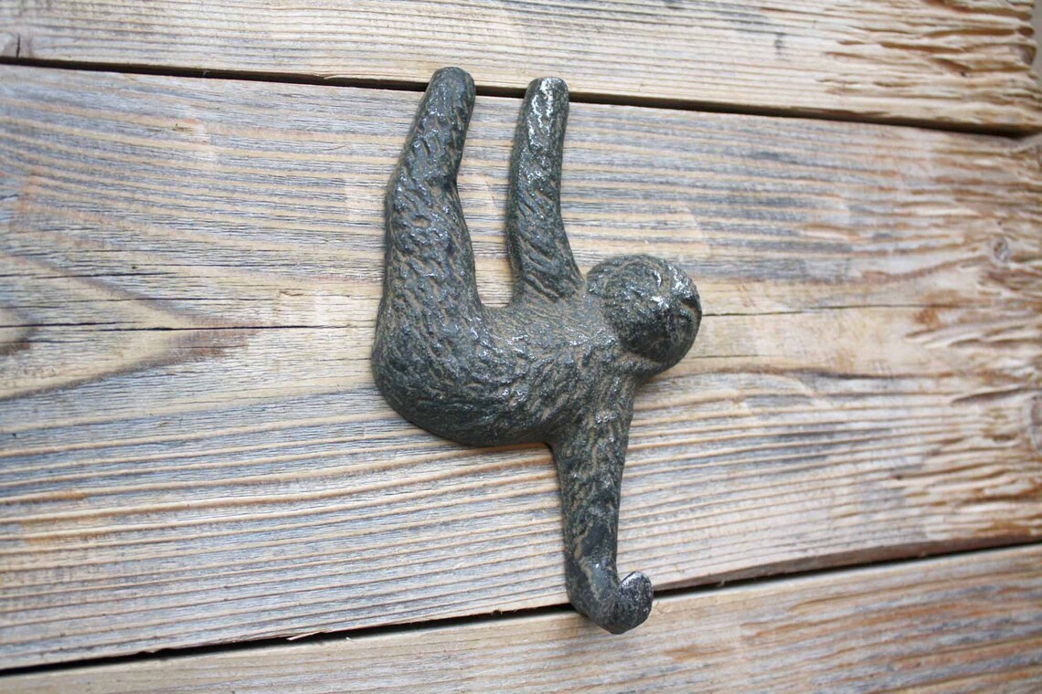 Sloth Hook Zoo Animal Coat Hooks Cast Iron Wall Hook Etsy