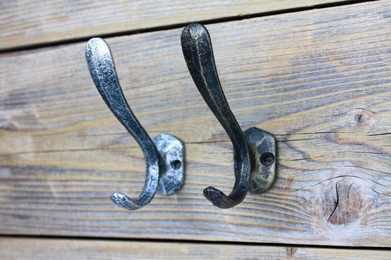 Rustic Cast Iron Hooks Gold or Silver Wall Hook Cast Iron Towel Hook Etsy