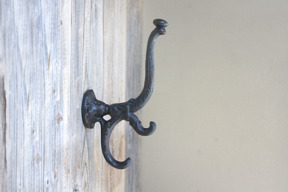 Mudroom Coat Hook, Decorative Cast Iron Triple Wall Hooks 
