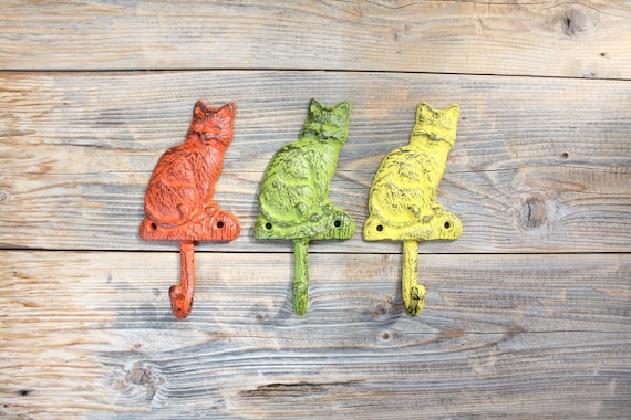 Colourful Cat Hook, Cast Iron Coat Hooks 