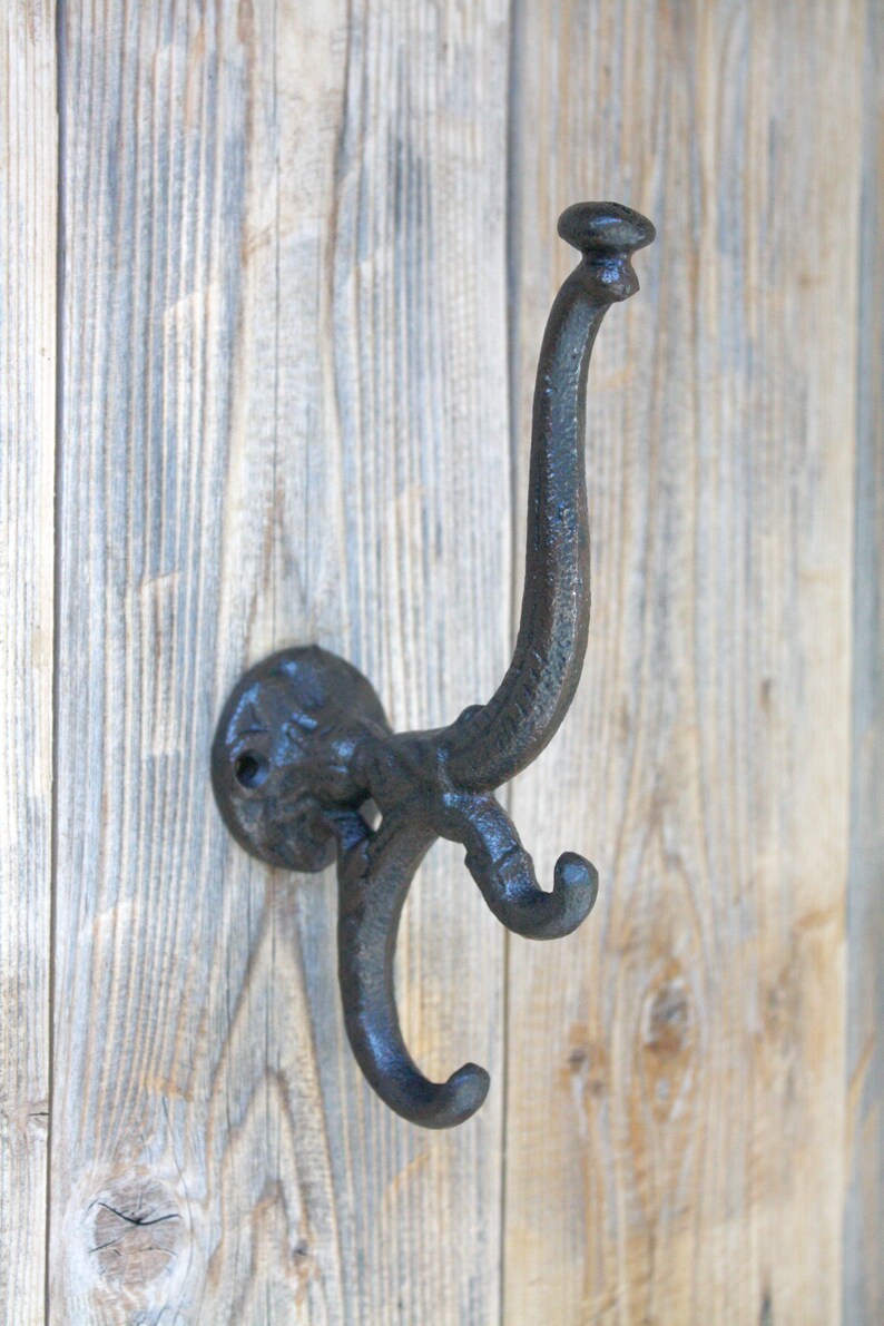 Mudroom Coat Hook Decorative Cast Iron Triple Wall Hooks Etsy