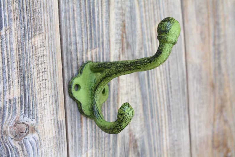 Cast Iron Hook Simple Double Wall Hook Classic Coat Hanger Green