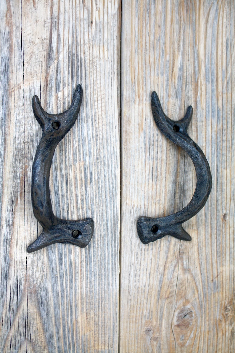 Cast Iron Antler Door Handles Set of 2 Etsy Canada