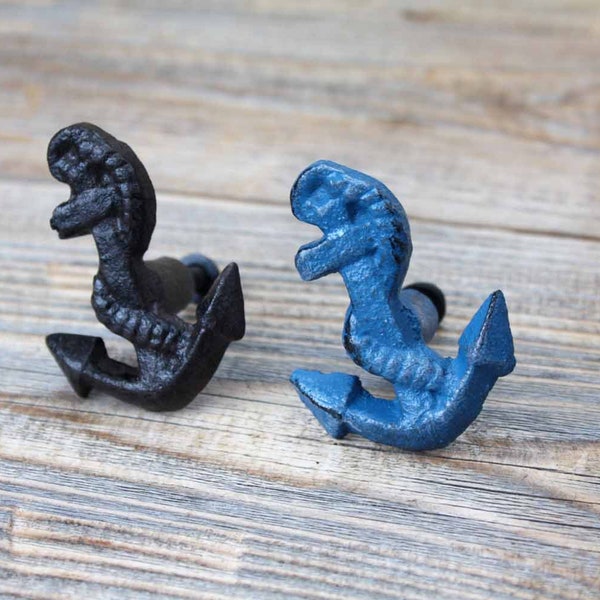 Small Cast Iron Anchor Drawer Knobs, Nautical Knobs