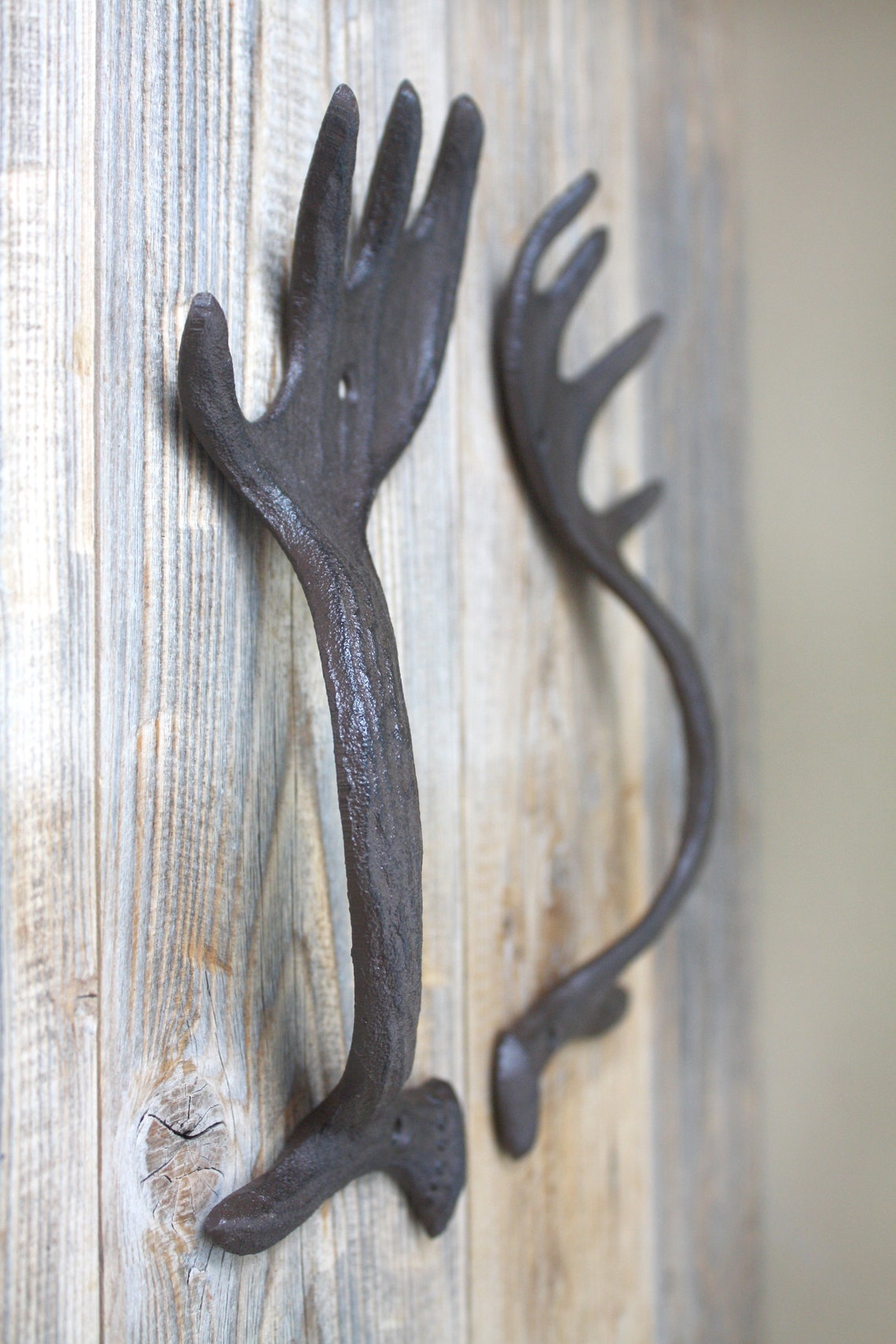 Cast Iron Moose Antler Door Handles Set of 2 Etsy