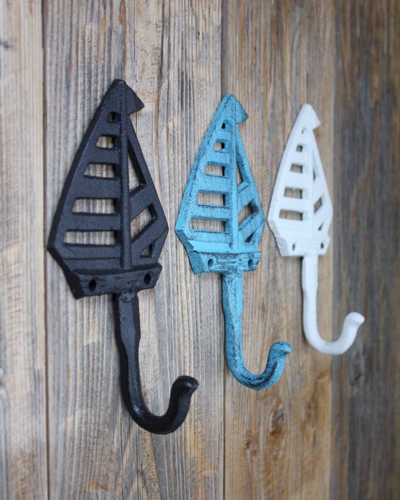 Sailboat Nautical Hooks Cast Iron Coat or Towel Hook Bathroom Hook Etsy UK
