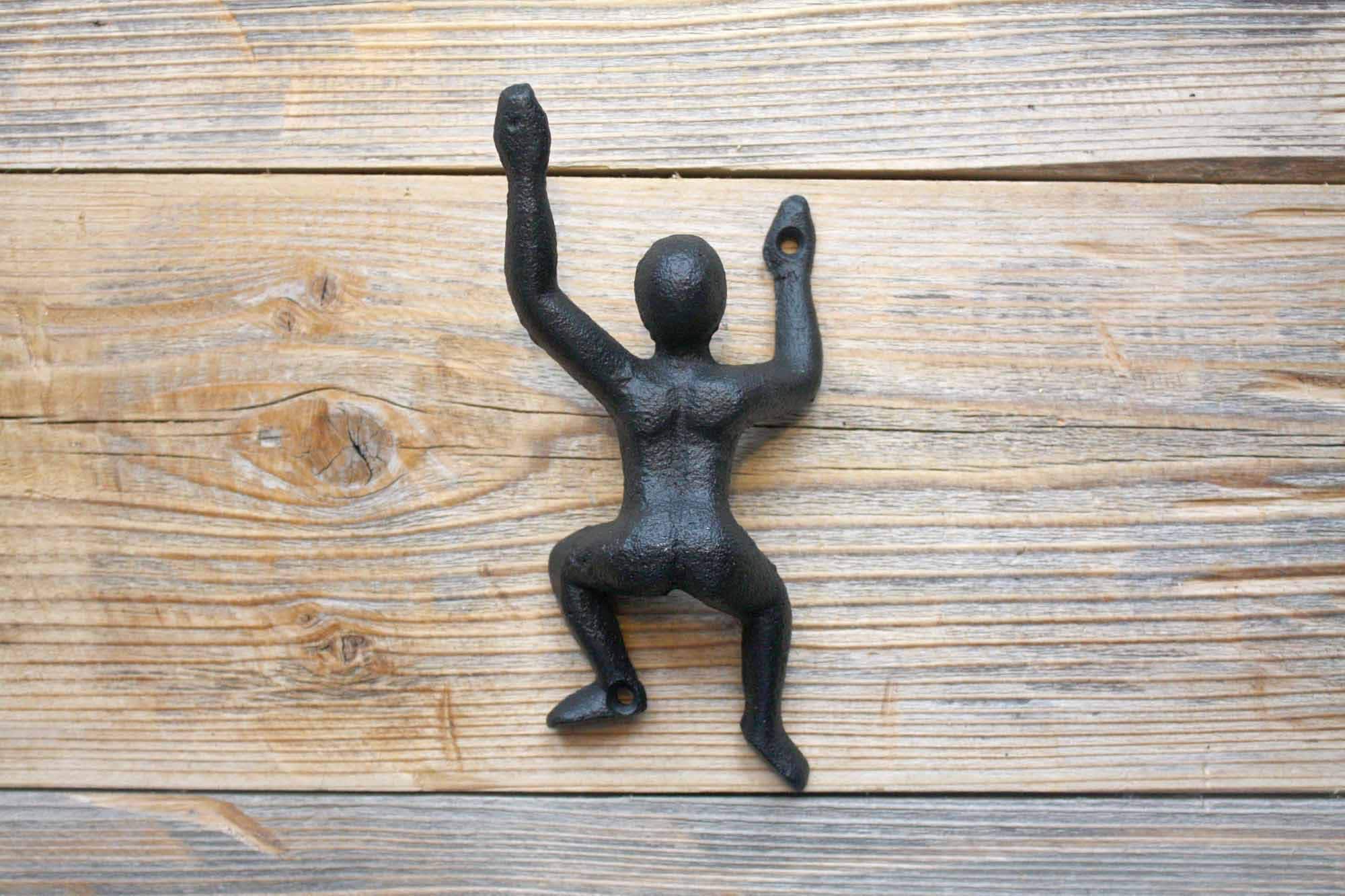 Small Cast Iron Climber Hook Unique Wall Hook Climbing Decor Etsy