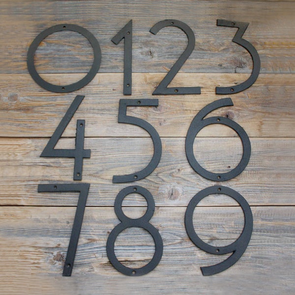 Large Modern Font Cast Iron House or Apartment Numbers