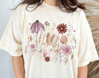 Pressed Flowers Comfort Colors® Shirt, Retro Aesthetic Flower Shirt, Vintage Botanical Cottagecore Shirt, Floral Graphic Tee, Flower Tshirt
