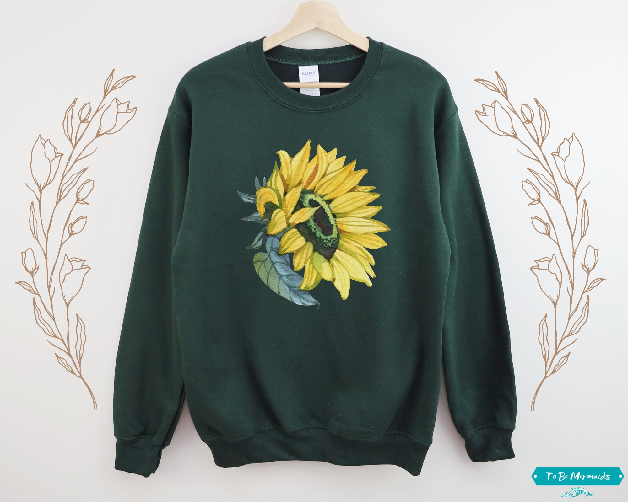 Sunflower Jumper watercolor Sunflower Sweater unisex Floral Etsy
