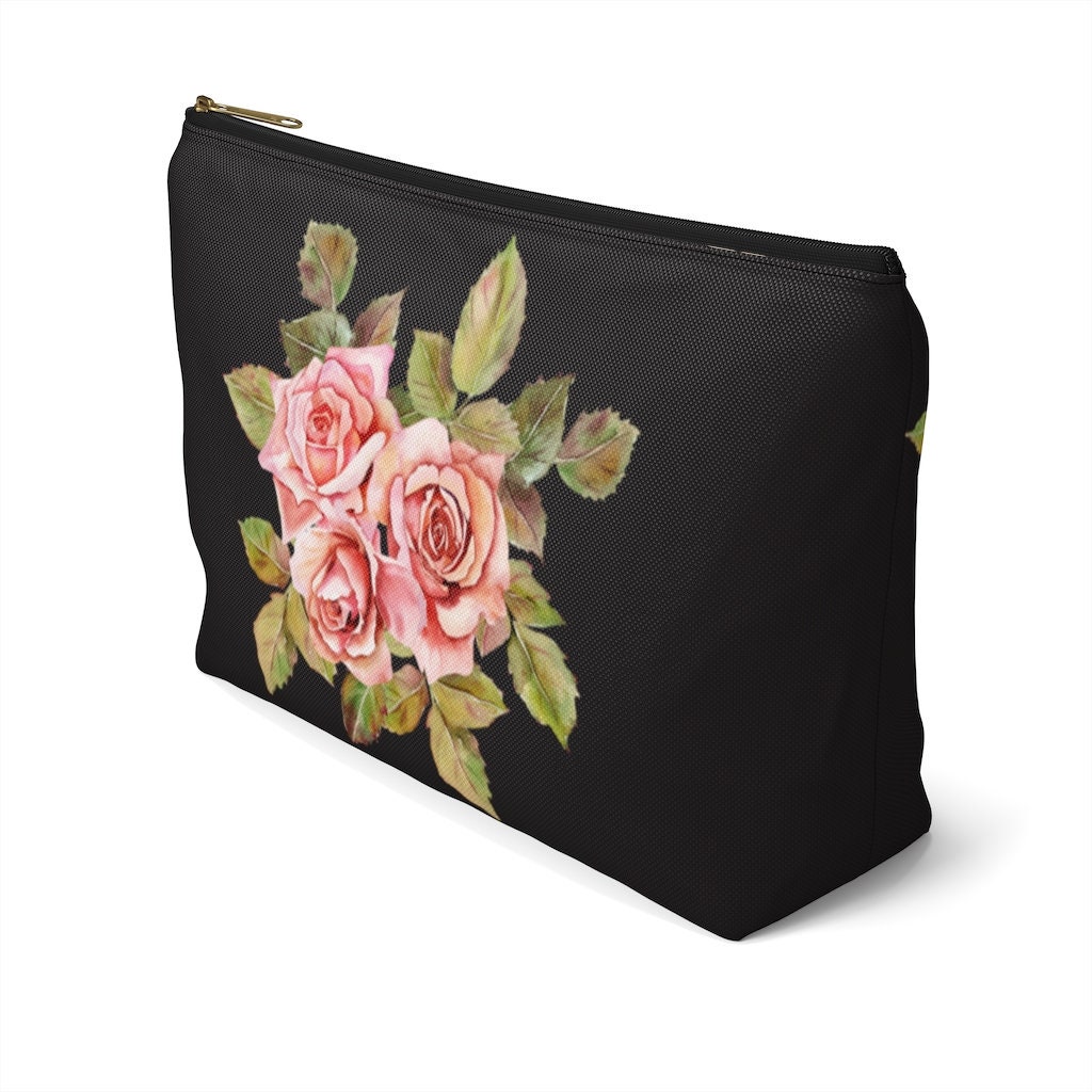 Personalized Makeup Bag large Floral Cosmetic Bag Bridesmaid Etsy