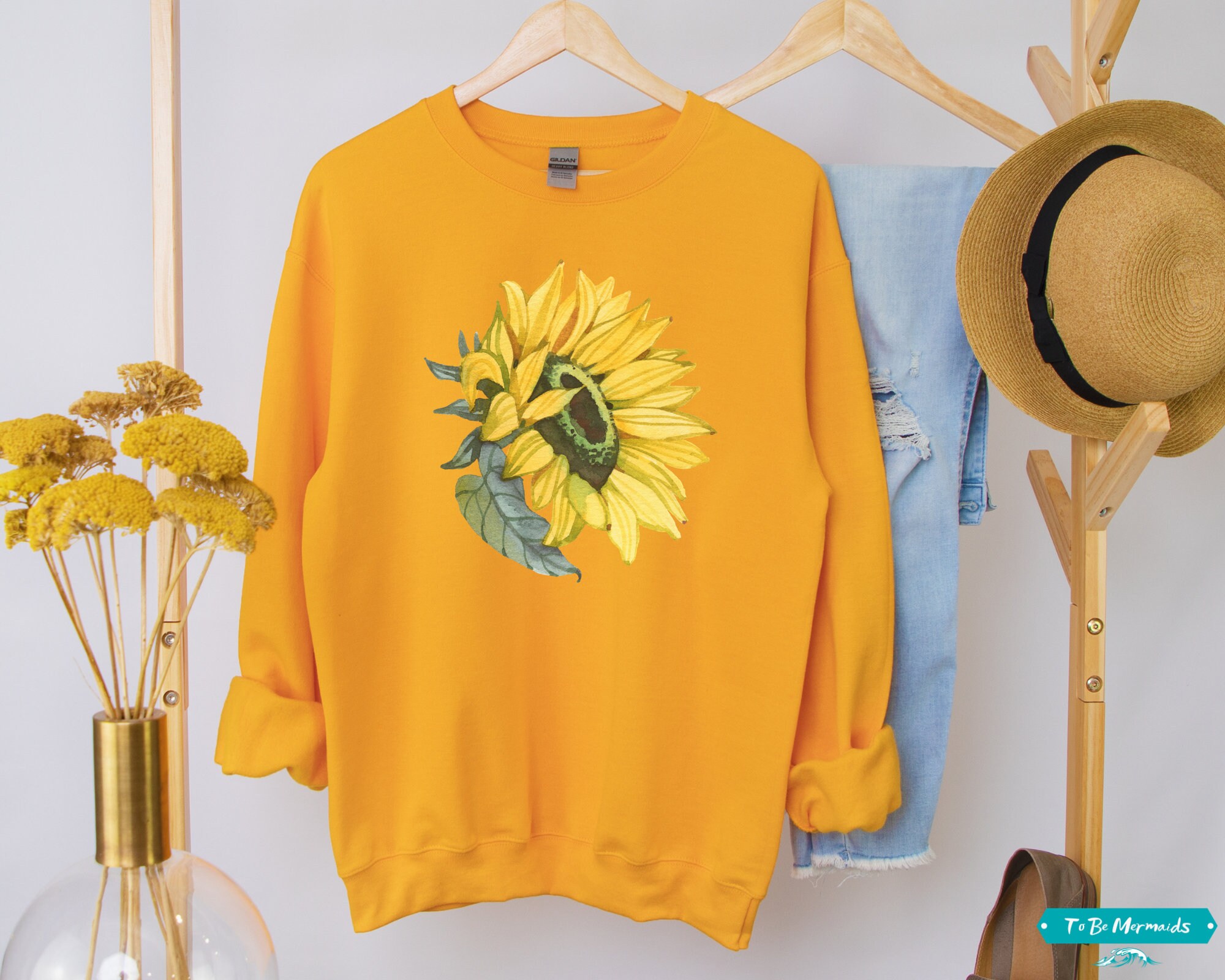Sunflower Jumper watercolor Sunflower Sweater unisex Floral Etsy