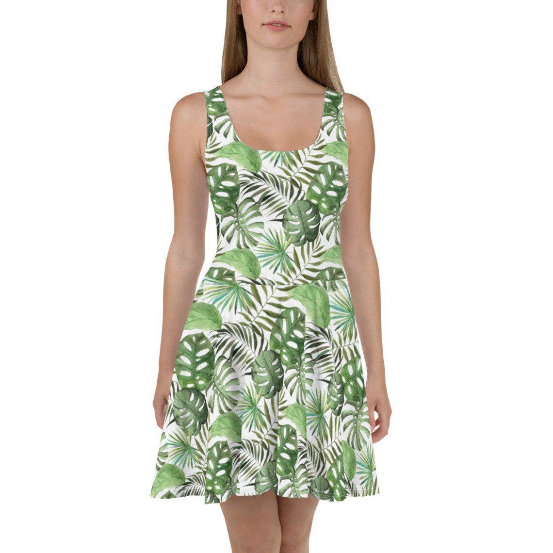 MONSTERA LEAF SLEEVELESS MAXI DRESS