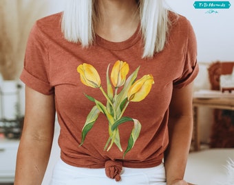 Tulip Shirt, Spring Flowers T-Shirt, watercolor Floral Shirt, Botanical Shirt, Tulip Lover Gift, Flower Shirt, Plant Shirt, Gardening Shirt