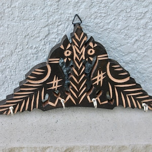 Peacocks Key Holder for Wall, Vintage Key Hook, Wood Wall Decore, Jewelry Organizer, Towel Holder, Rustic Coat Rack,Modern entryway decor