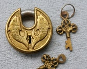 Vintage Padlock - Fish, Koi Fish shape Antique working lock - Bronze lock, Rustic Wedding gift