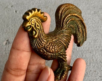 Vintage Knöpfe - Hahn Henne, antike Messingbronze Kommode, Schublade, Schrankknopf, Metallgriff Hardware der Mitte des Jahrhunderts