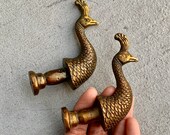 Vintage knobs - Peacock, Antique Brass Bronze dresser, drawer, cabinet knob, Mid century Metal Handle Hardware