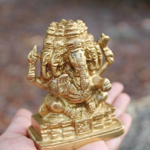 Vintage Brass Lord Ganesha, Hindu/ Hinduism Symbol, Travel Altar deity statue OR Meditation table decor