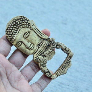 Vintage Bottle Opener, Buddha Rustic Gold Brass Retro Bar accessory, Forged Bottle Opener, Mid Century Barware, Beer Bottle Opener