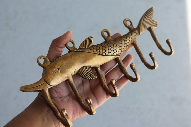 FISH wall hook, Towel hook for Beach / Lake house decor, Entryway Rustic decor wall mount coat hook image 9