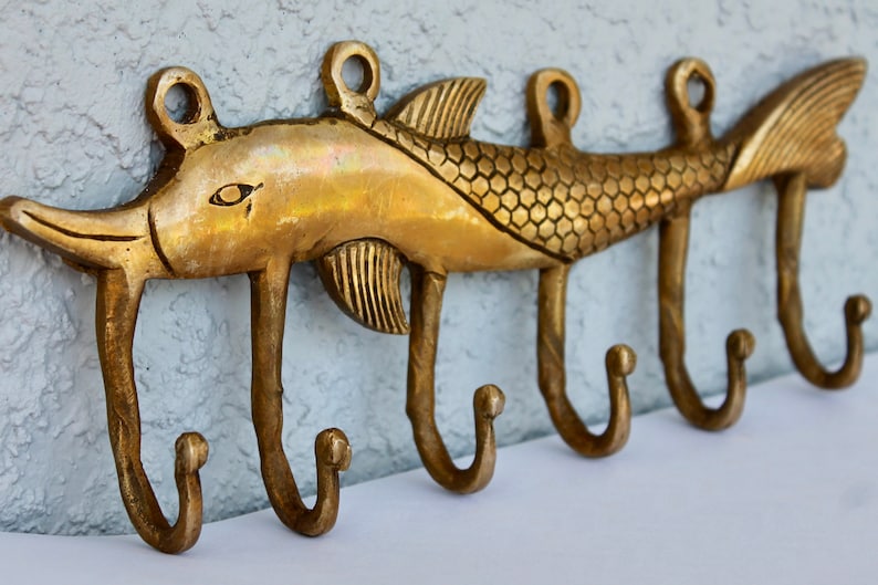 FISH wall hook, Towel hook for Beach / Lake house decor, Entryway Rustic decor wall mount coat hook image 3