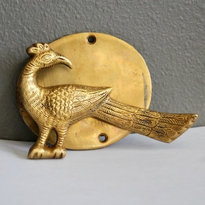 Peacock Door Knocker, mid century modern Antique Solid Brass ring Handle, Front door decor Hardware, housewarming gift