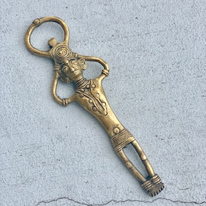 Vintage Bottle Opener, Rustic Gold Brass Antique Retro Bar accessory, Forged Bottle Opener, Mid Century Barware, Beer Bottle Opener