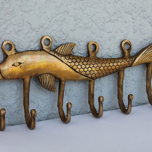 FISH wall hook, Towel hook for Beach / Lake house decor, Entryway Rustic decor wall mount coat hook