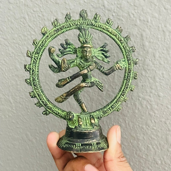Vintage Lord Shiva Nataraj - Dancing Shiv, Hindu altar Deity ,Mediation gift, Zen Art deco, Indian ancient idols prayer Room Decor