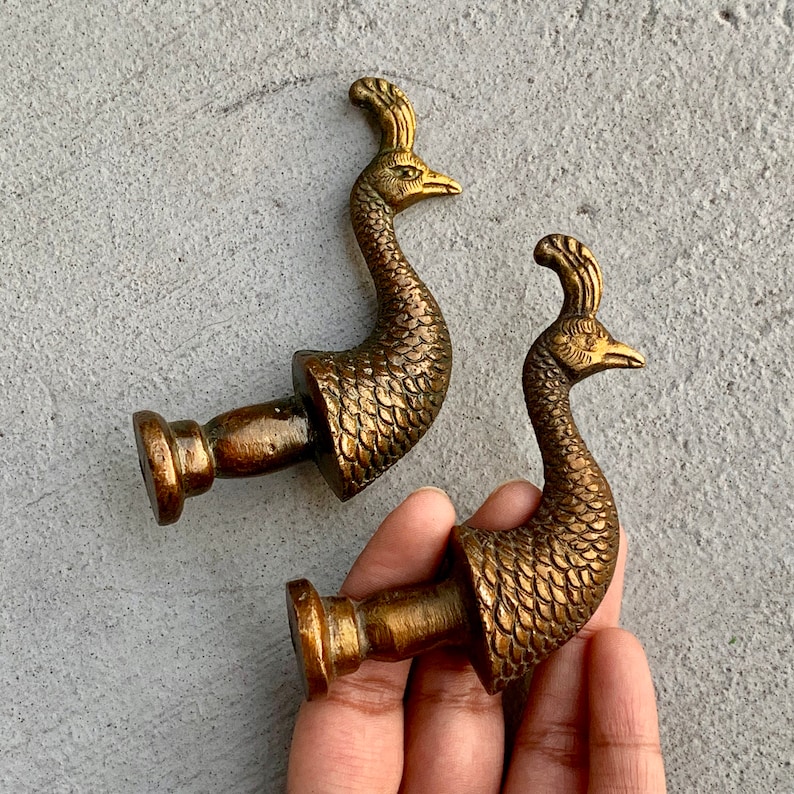 Vintage knobs, Peacock Antique Bronze dresser drawer cabinet Pulls and knobs, Decorative Mid century Modern Metal Handle Hardware 