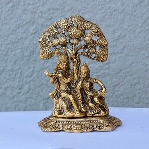 Vintage Radha Krishna, Hindu/ Hinduism Symbol, Travel Altar deity statue OR Meditation table decor