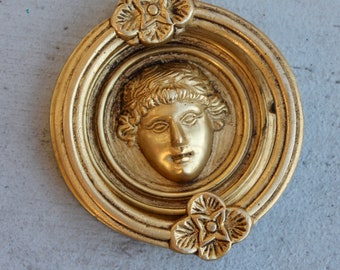 Vintage Door Knocker - Victorian style, Antique Solid Brass ring Handle, Front door decor Hardware, housewarming gift