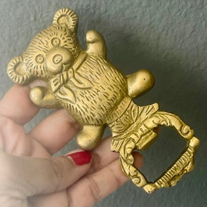 Vintage Bottle Opener, Fat Bear Rustic Gold Brass Antique Retro Bar accessory, Forged Bottle Opener, Mid Century Barware, Beer Bottle Opener