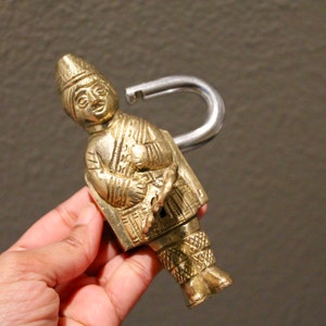 Vintage Brass Huge Padlock Rare Lock, Antique working lock - lock and key, chic gift security lock