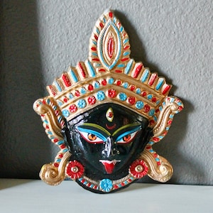 Kali Goddess Statue, Vintage Metal Hindu Altar table Deity OR Meditation Room Wall hanging, Travel Altar, mini Altar, Goddess of Death