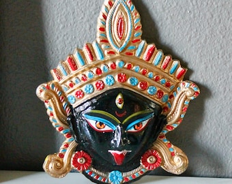 Kali Goddess Statue, Vintage Metal Hindu Altar table Deity OR Meditation Room Wall hanging, Travel Altar, mini Altar, Goddess of Death
