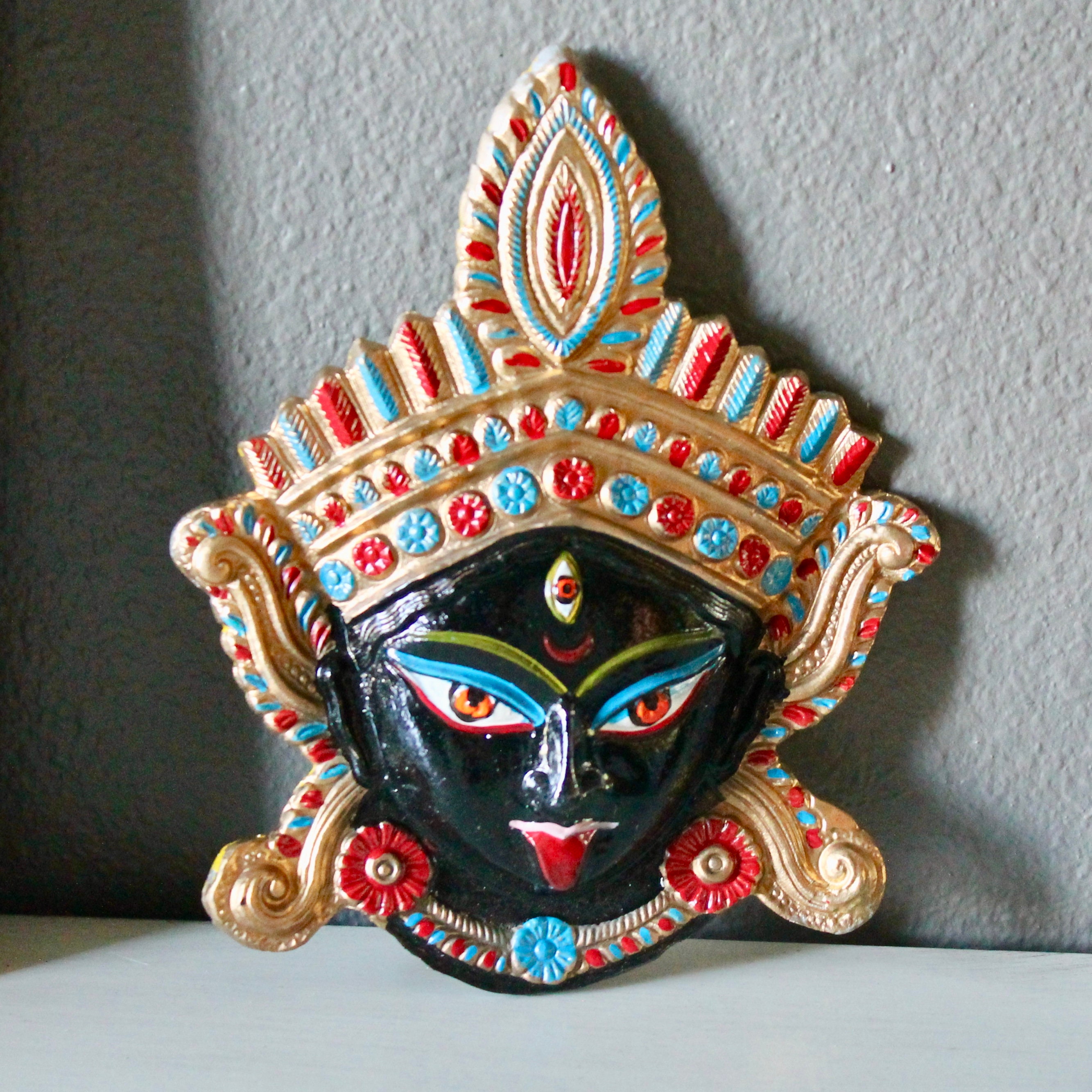 LARGE Rare Goddess Kali Maa / Mata Durga Wall Hanging Face -  Denmark