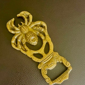 Vintage Bottle Opener, Spider Rustic Gold Brass Antique Retro Bar accessory, Forged Bottle Opener, Mid Century Barware, Beer Bottle Opener