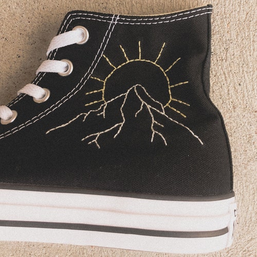 Embroidered Flower Converse High Tops Etsy UK