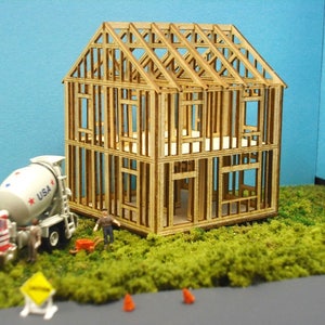 Train Time Laser HO Scale House Under Construction Building Kit