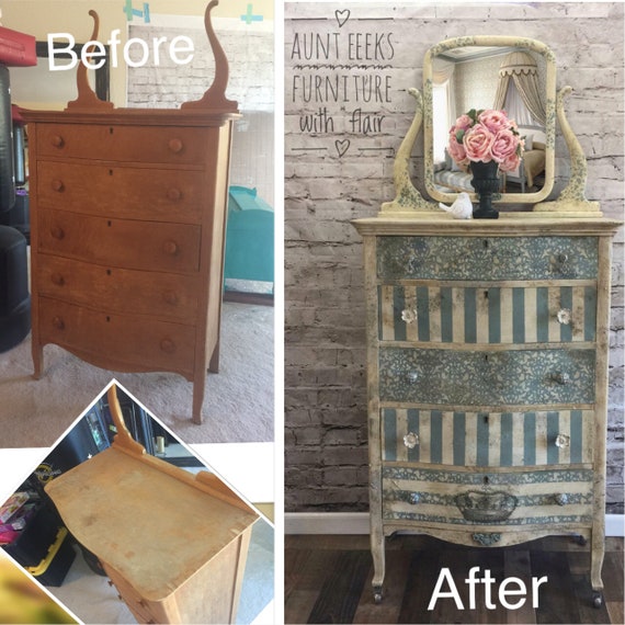 Sold Vintage Birds Eye Maple Highboy Dresser With Mirror Etsy