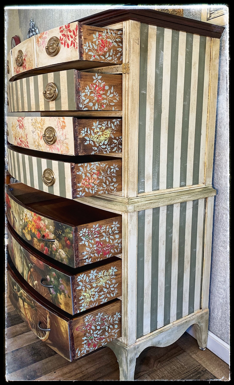 SOLD Hand painted vintage highboy bicycle dresser / antique Etsy