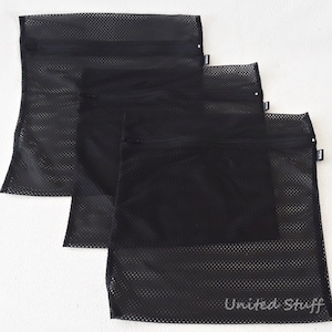 Zippered Black Mesh Laundry Bag Set of 3 Multifunction Travel Lingerie Socks Delicates Bag 12x14’’ Reusable Net Wash Storage bag