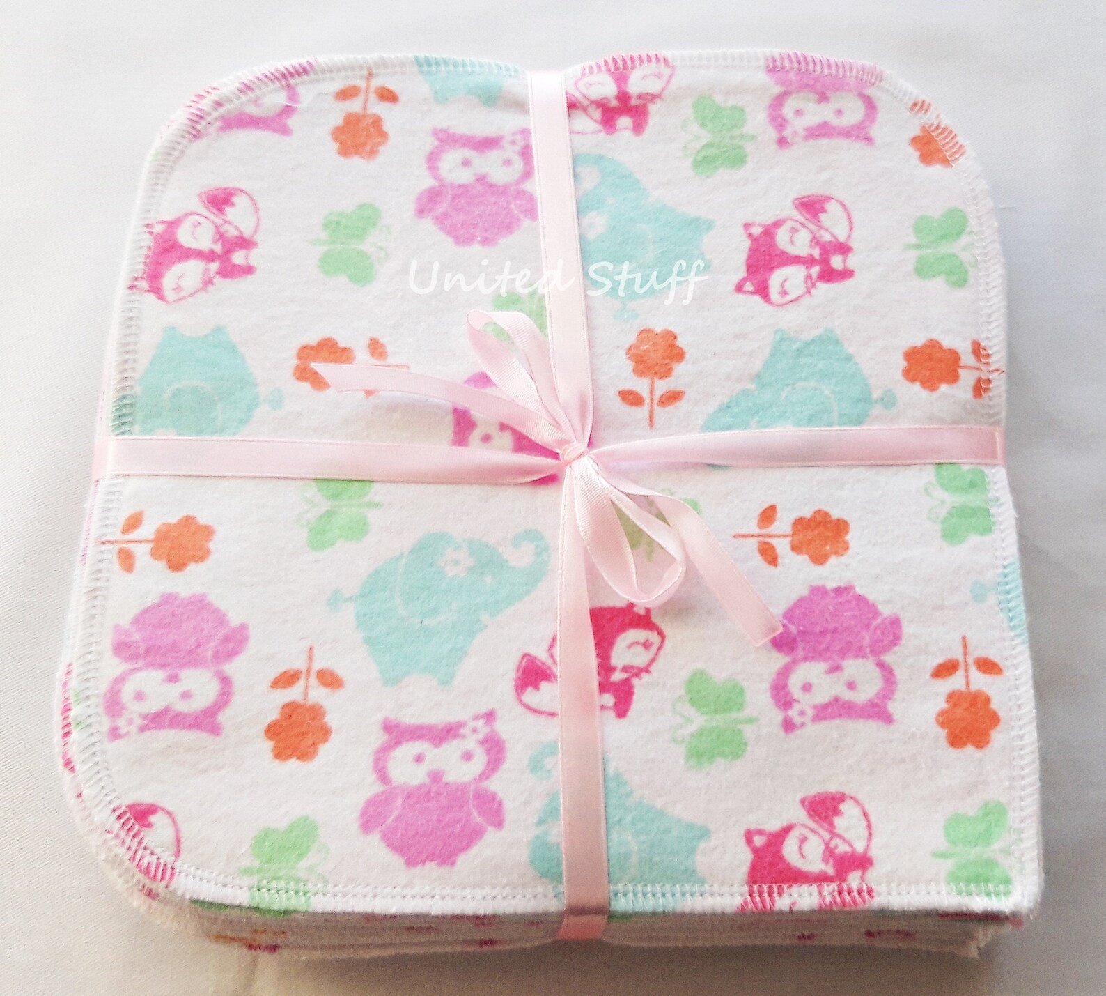 Baby Wipes Set of 24 Washable Reusable Cotton Flannel Double Layer Soft ...